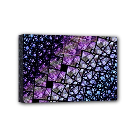 Dusk Blue And Purple Fractal Mini Canvas 6  X 4  (framed)