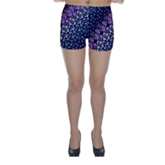 Dusk Blue And Purple Fractal Skinny Shorts