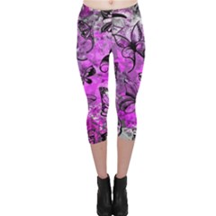 Butterfly Graffiti Capri Leggings 