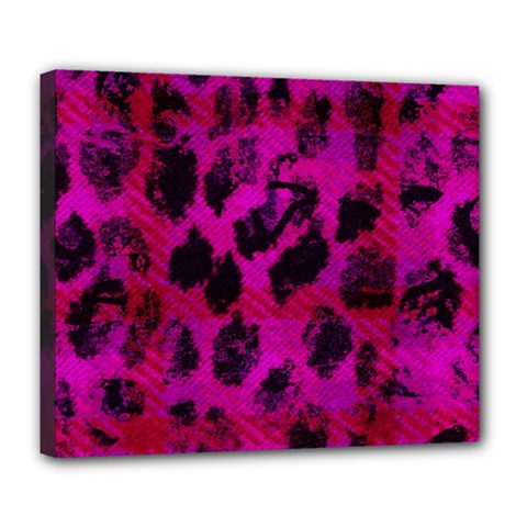 Pink Leopard Deluxe Canvas 24  X 20  (framed) by ArtistRoseanneJones