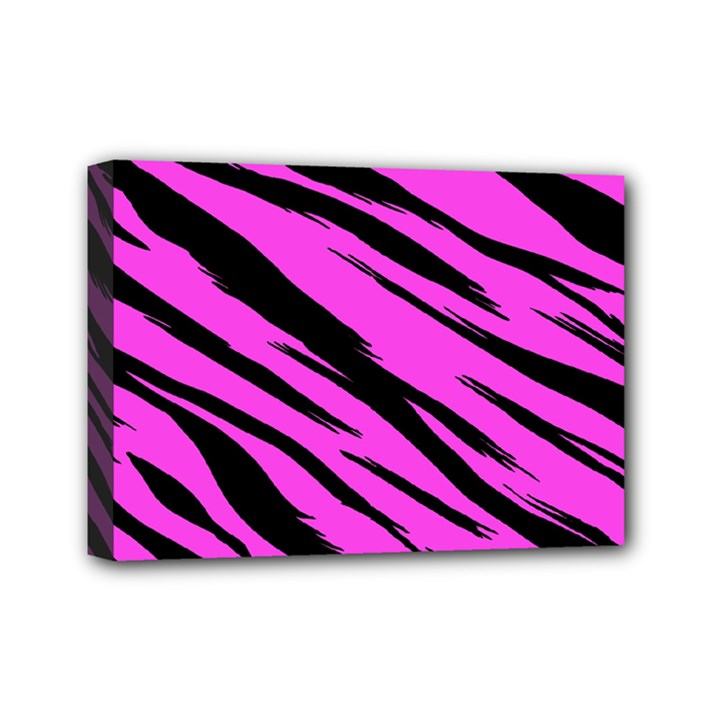 Pink Tiger Mini Canvas 7  x 5  (Framed)