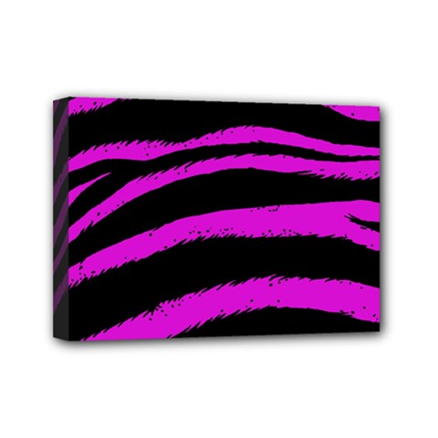 Pink Zebra Mini Canvas 7  X 5  (framed)