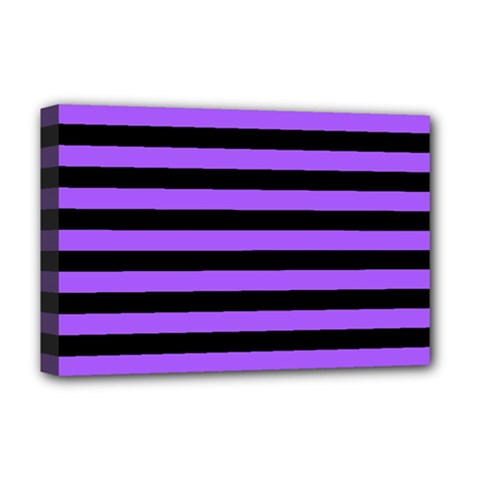 Purple Stripes Deluxe Canvas 18  X 12  (framed)