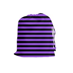 Purple Stripes Drawstring Pouch (large) by ArtistRoseanneJones