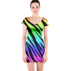 Rainbow Tiger Short Sleeve Bodycon Dress