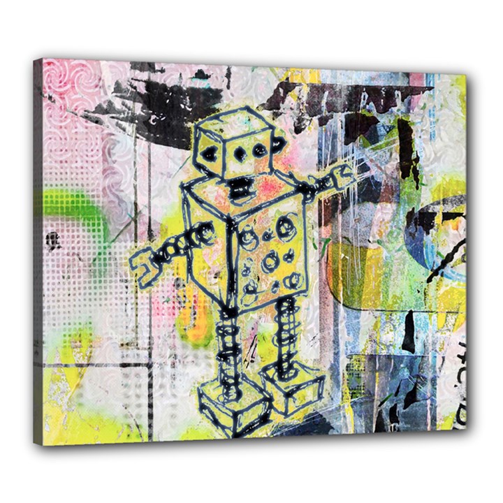 Graffiti Graphic Robot Canvas 24  x 20  (Framed)