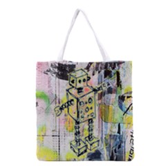 Graffiti Graphic Robot Grocery Tote Bag by ArtistRoseanneJones