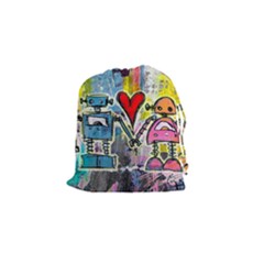 Graffiti Pop Robot Love Drawstring Pouch (small)