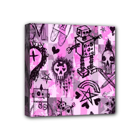 Pink Scene Kid Sketches Mini Canvas 4  X 4  (framed)