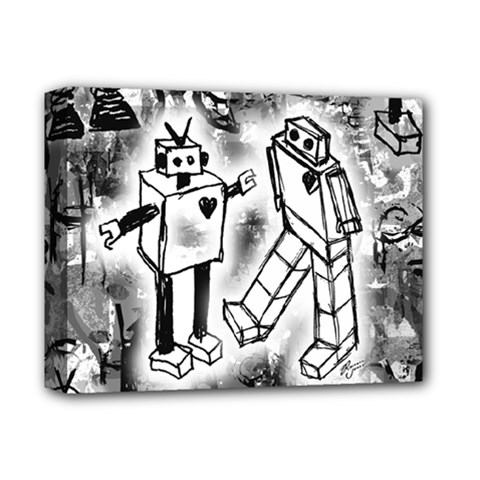 Robot Love Deluxe Canvas 14  X 11  (framed)