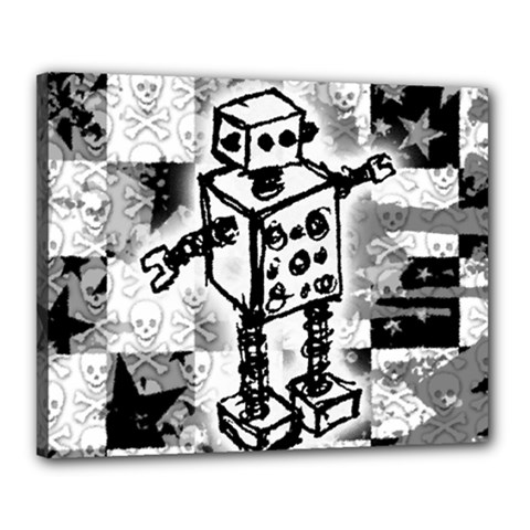 Sketched Robot Canvas 20  X 16  (framed)