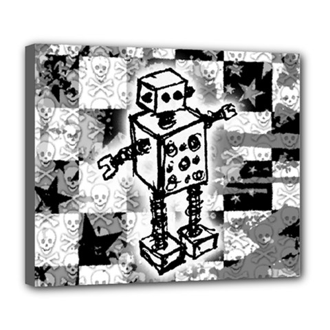 Sketched Robot Deluxe Canvas 24  X 20  (framed) by ArtistRoseanneJones