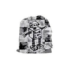 Sketched Robot Drawstring Pouch (medium) by ArtistRoseanneJones