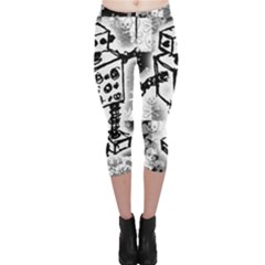 Sketched Robot Capri Leggings  by ArtistRoseanneJones