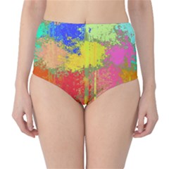 Colorful Paint Spots High-waist Bikini Bottoms by LalyLauraFLM