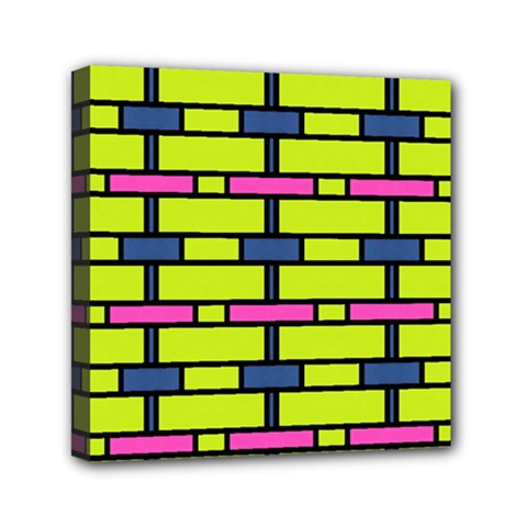 Pink,green,blue Rectangles Pattern Mini Canvas 6  X 6  (stretched) by LalyLauraFLM