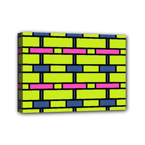 Pink,green,blue Rectangles Pattern Mini Canvas 7  X 5  (stretched) by LalyLauraFLM