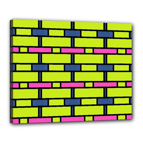 Pink,green,blue Rectangles Pattern Canvas 20  X 16  (stretched) by LalyLauraFLM