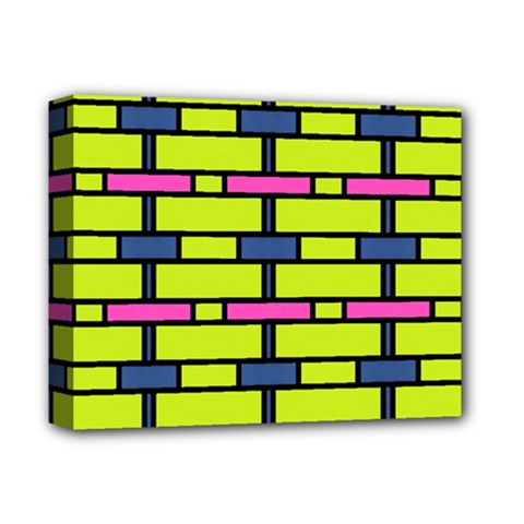 Pink,green,blue Rectangles Pattern Deluxe Canvas 14  X 11  (stretched) by LalyLauraFLM