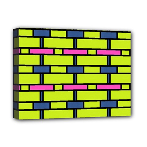 Pink,green,blue Rectangles Pattern Deluxe Canvas 16  X 12  (stretched)  by LalyLauraFLM