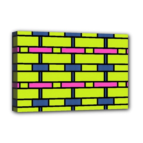 Pink,green,blue Rectangles Pattern Deluxe Canvas 18  X 12  (stretched) by LalyLauraFLM