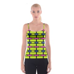 Pink Green Blue Rectangles Pattern Spaghetti Strap Top by LalyLauraFLM