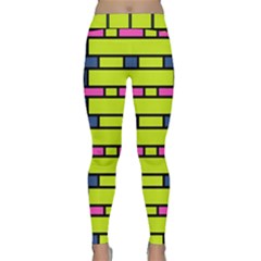 Pink Green Blue Rectangles Pattern Yoga Leggings by LalyLauraFLM