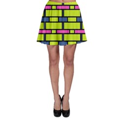 Pink Green Blue Rectangles Patternskater Skirt