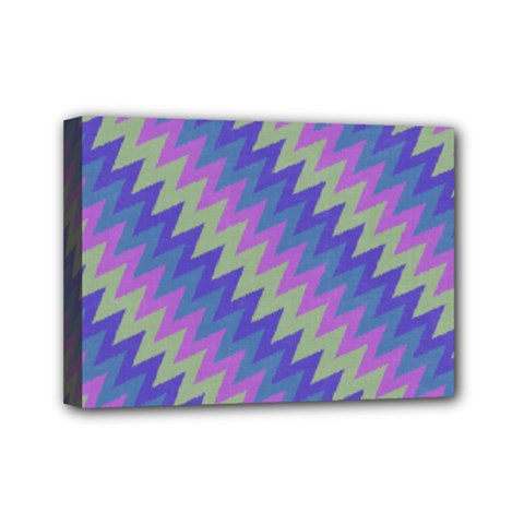 Diagonal Chevron Pattern Mini Canvas 7  X 5  (stretched)