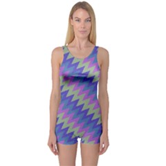 Diagonal Chevron Pattern Women s Boyleg One Piece Swimsuit