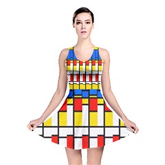 Colorful Rectangles Pattern Reversible Skater Dress