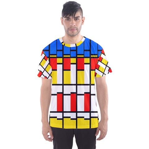 Colorful Rectangles Pattern Men s Sport Mesh Tee by LalyLauraFLM