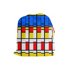 Colorful Rectangles Pattern Drawstring Pouch by LalyLauraFLM