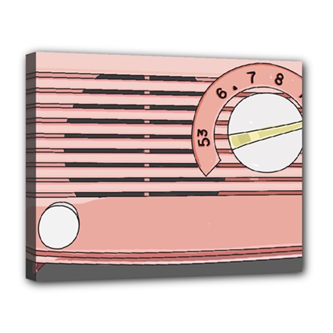 Pink Retro Radio Canvas 14  X 11  (framed)