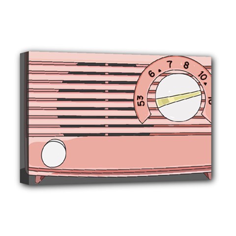 Pink Retro Radio Deluxe Canvas 18  X 12  (framed)