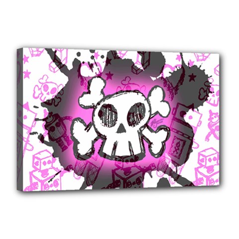 Cartoon Skull  Canvas 18  X 12  (framed) by ArtistRoseanneJones