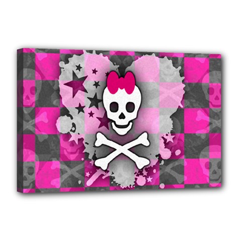 Princess Skull Heart Canvas 18  X 12  (framed)