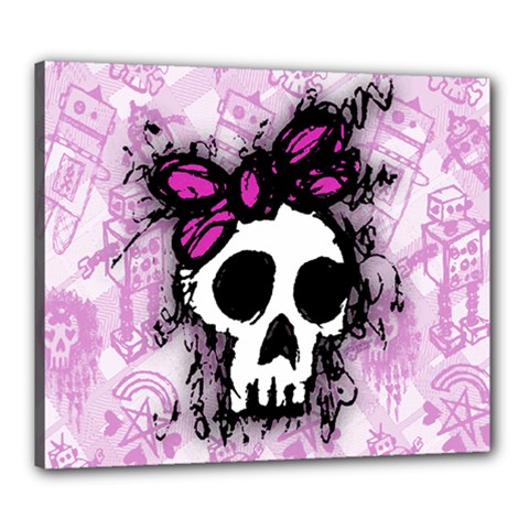 Sketched Skull Princess Canvas 24  X 20  (framed)