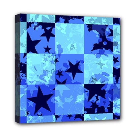 Blue Star Checkers Mini Canvas 8  X 8  (framed)