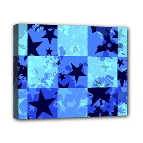 Blue Star Checkers Canvas 10  X 8  (framed)