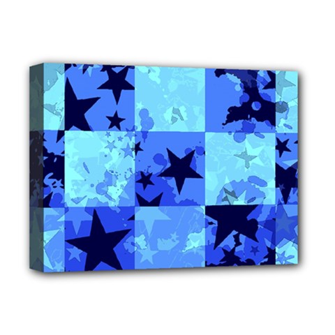 Blue Star Checkers Deluxe Canvas 16  X 12  (framed) 