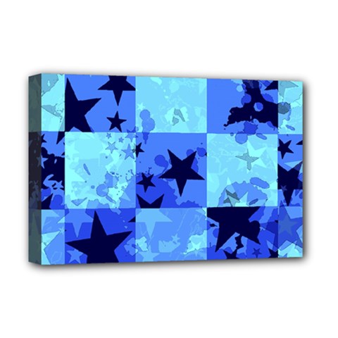 Blue Star Checkers Deluxe Canvas 18  X 12  (framed)