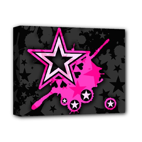 Pink Star Graphic Deluxe Canvas 14  X 11  (framed)