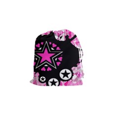 Pink Star Splatter Drawstring Pouch (small)