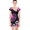 Pink Star Splatter Short Sleeve Bodycon Dress View1