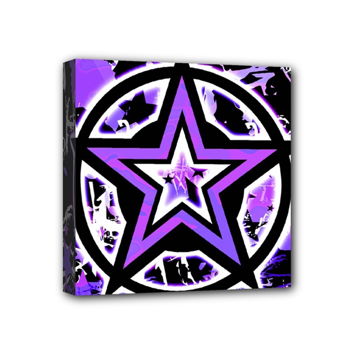 Purple Star Mini Canvas 4  x 4  (Framed)