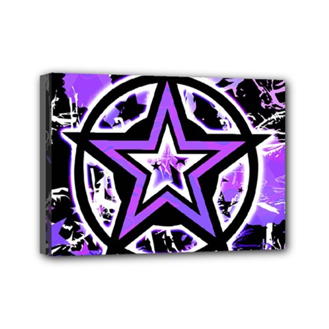 Purple Star Mini Canvas 7  X 5  (framed)