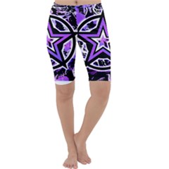 Purple Star Cropped Leggings  by ArtistRoseanneJones