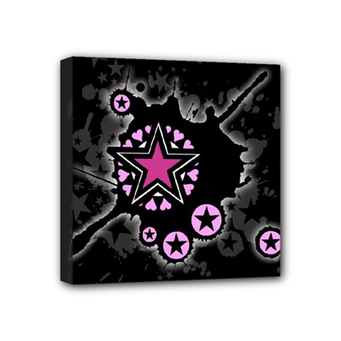 Pink Star Explosion Mini Canvas 4  X 4  (framed)