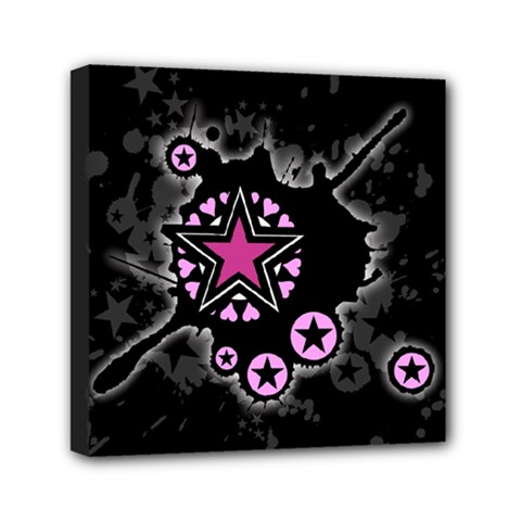 Pink Star Explosion Mini Canvas 6  X 6  (framed)